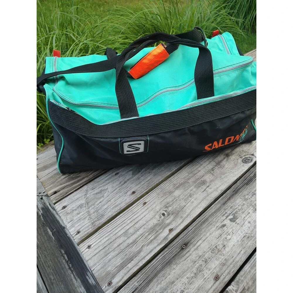 VTG 80s/90s Era SALOMON CLUB Skiing/Large Ski DUFFEL BAG Black/Teal/Orange
